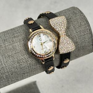 Charming Charlie Watch Wrap Around Studded Crystal Bow Rock Feminine New Battery